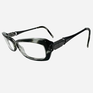 Gucci Italy Rectangular Full Rim Eyeglasses Frame Smoke Black Grey 130